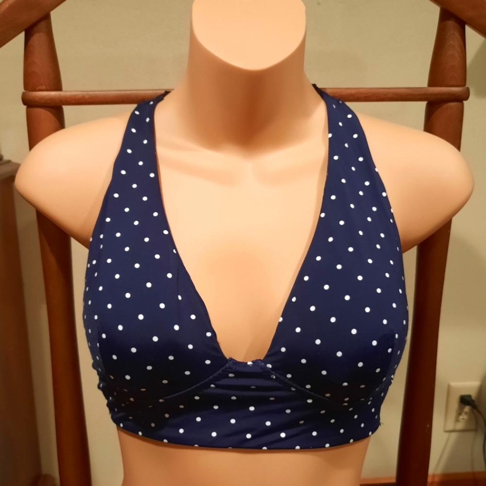 Maurices dark blue polka dot lace racerback bralette